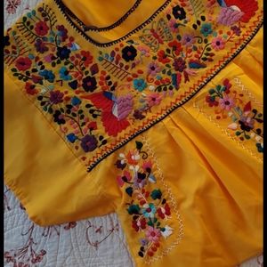 Mexican yellow dress, ethic festival dress